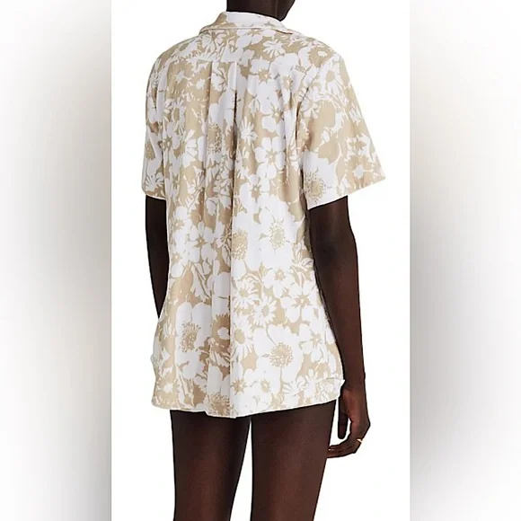 Faithfull The Brand NWT Montina Caronia Floral Sand Short Sleeve Shirt **Sz 4** - Picture 4 of 9
